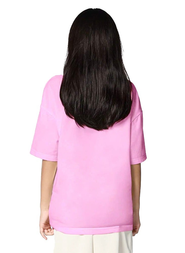 Nileton Oversized T- Shirt for Girls & Teens - Cotton - Drop shoulder Half Sleeves Top For Kids - Loose Top Tees  - Image 3