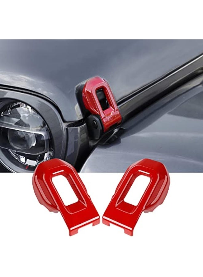 Hoolcar Hood Latch Lock Catch Brackets Cover for 2018-2021 Jeep Wrangler JL JLU & 2020-2021 Gladiator JT, Red - Image 1