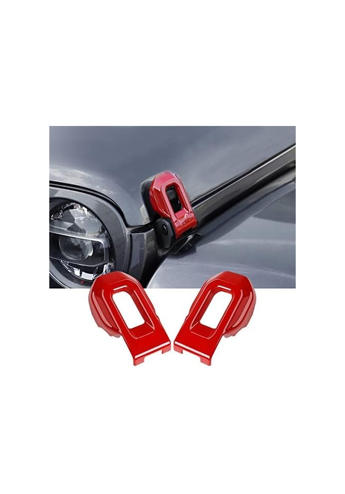 Hoolcar Hood Latch Lock Catch Brackets Cover for 2018-2021 Jeep Wrangler JL JLU & 2020-2021 Gladiator JT, Red - Image 2