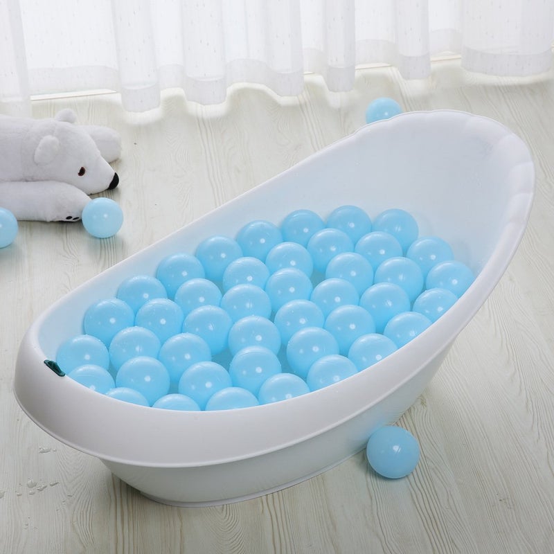 PlayMaty PlayMaty Pack of 50 Macaron Pit Ball Plastic Ball Kids Swim Pit Fun Toy 50 Pieces Phthalate Free BPA Free Balls with Storage Bag for Baby Playhouse Pool Birthday Party Decoration (Light Blue) - Image 5