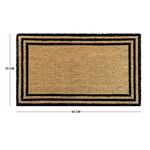 ATMAH Natural Coir Doormat 35x60 cm Black Border | Non Slip Dirt Trapper | Indoor & Covered Outdoor Entrance Mat - Image 2