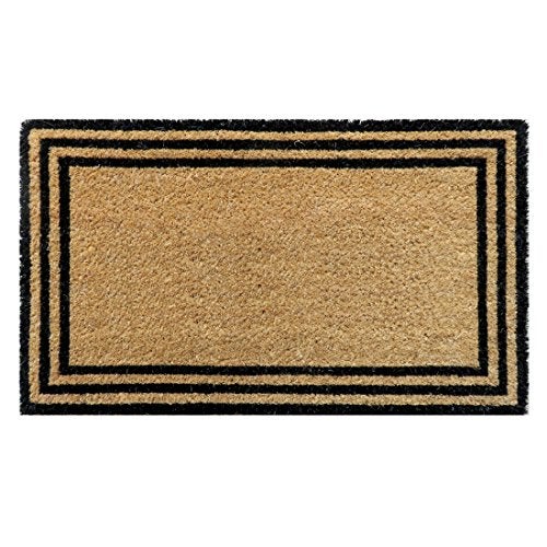 ATMAH Natural Coir Doormat 35x60 cm Black Border | Non Slip Dirt Trapper | Indoor & Covered Outdoor Entrance Mat - Image 1