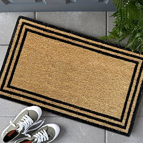 ATMAH Natural Coir Doormat 35x60 cm Black Border | Non Slip Dirt Trapper | Indoor & Covered Outdoor Entrance Mat - Image 3