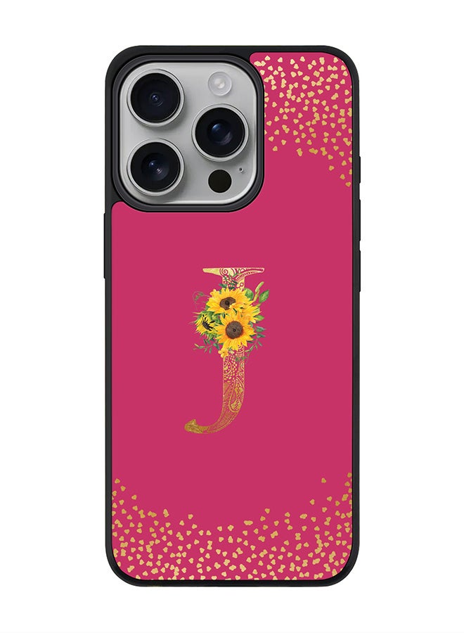 Stylizedd For iPhone 16 Pro Case [Compatible with MagSafe] Slim Magnetic cover Phone Case iPhone 16 Pro -Custom Floral Monogram - J ( Deep Pink ) - Image 1