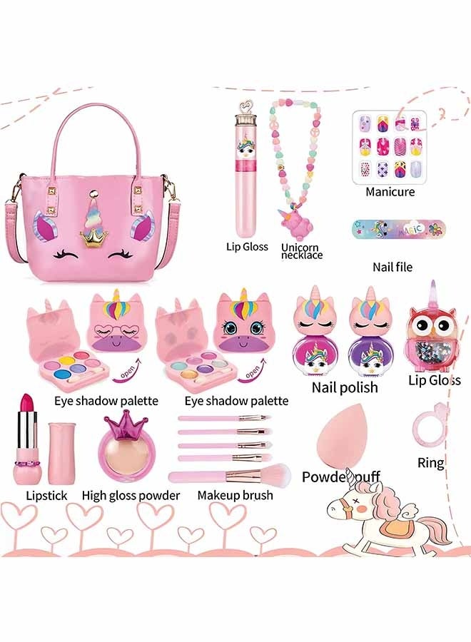 Beauenty Kids Makeup Kit for Girl, 19PCS Washable Real Makeup Set for Girls with Portable Bag, Safe & Non-Toxic Kids Make Up Toys for Girls Aged 3+ Year Old (Unicorn-B) ﻿ - Image 2