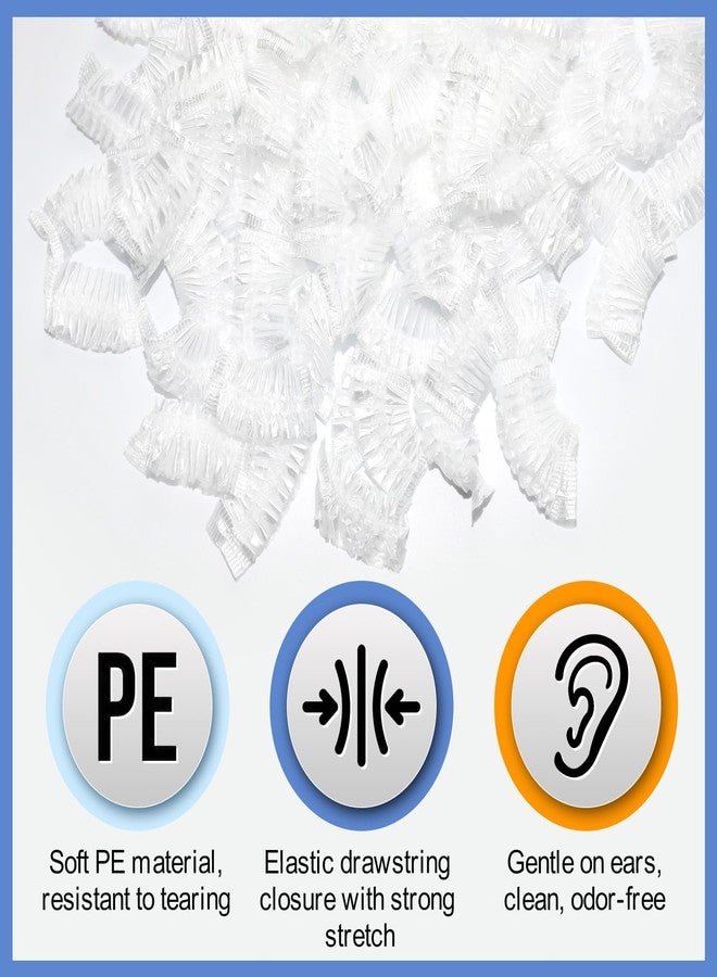 Rimoev 400 Count Disposable Ear Covers for Shower Waterproof, 1.8x0.8 Inch Ear Shower Caps for Adults, Clear Water Elastic Ear Caps for Bathing, Washing Hair, Kids & Adults - Image 3