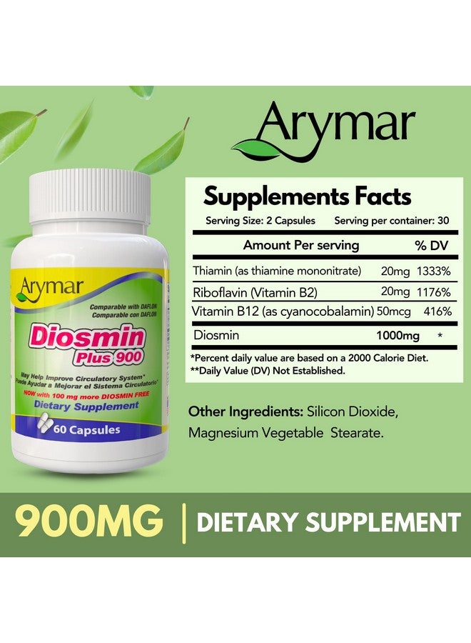 Arymar Diosmin Plus 900, Circulatory System Support (60 Capsules/Pack of 1) - Image 5