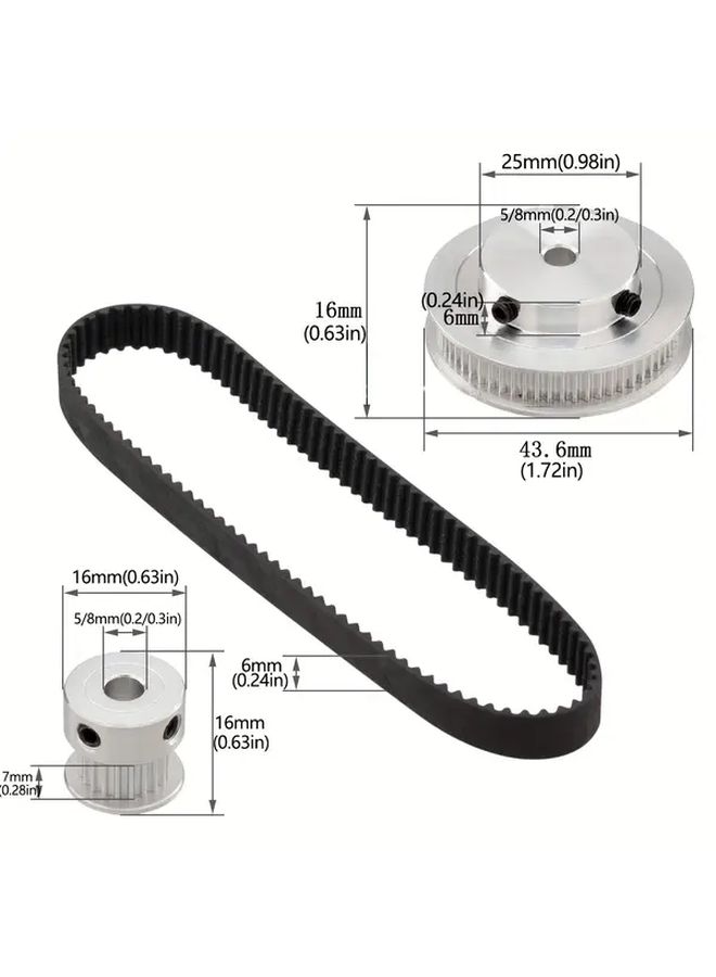 High Precision GT2 Aluminum Timing Belt Pulley Set 20 60 Teeth 5mm 8mm Bore 400mm Belt for 3D Printer Robot Arm Automation - Image 2