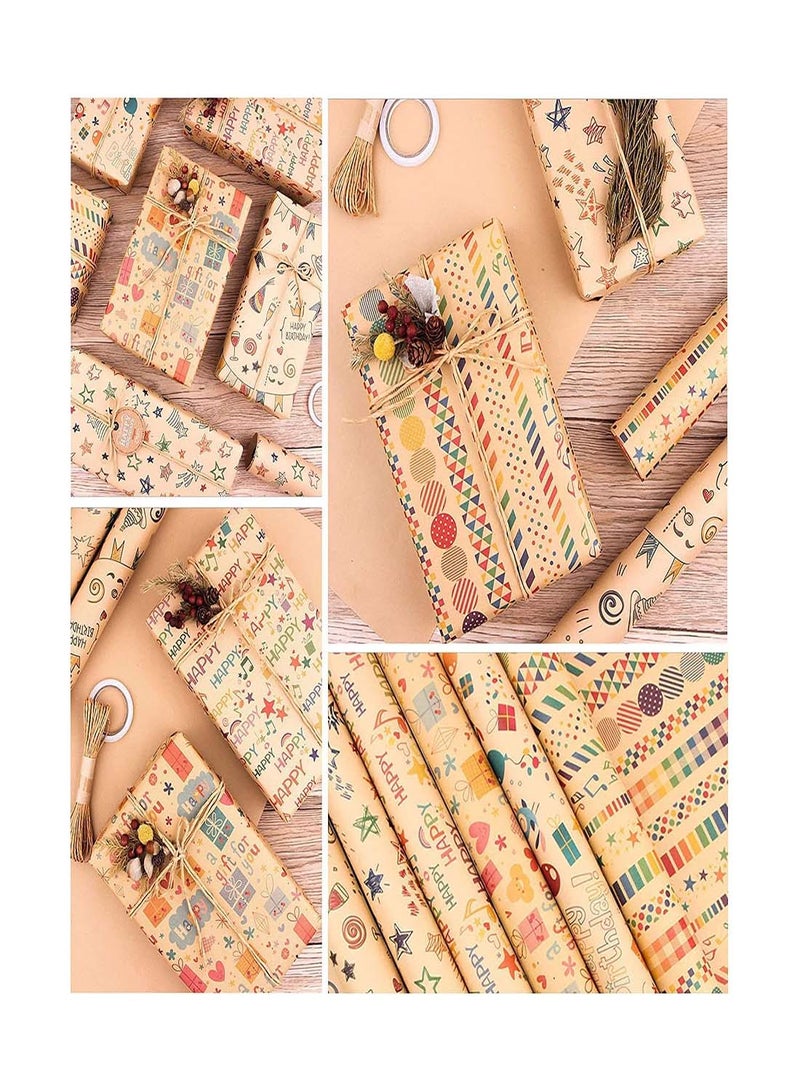 6 Sheets of Gift Wrapping Paper for Birthdays, Holidays, Weddings, and Parties, Kraft Paper Roll DIY Set, Size 70cm x 50cm - Image 4