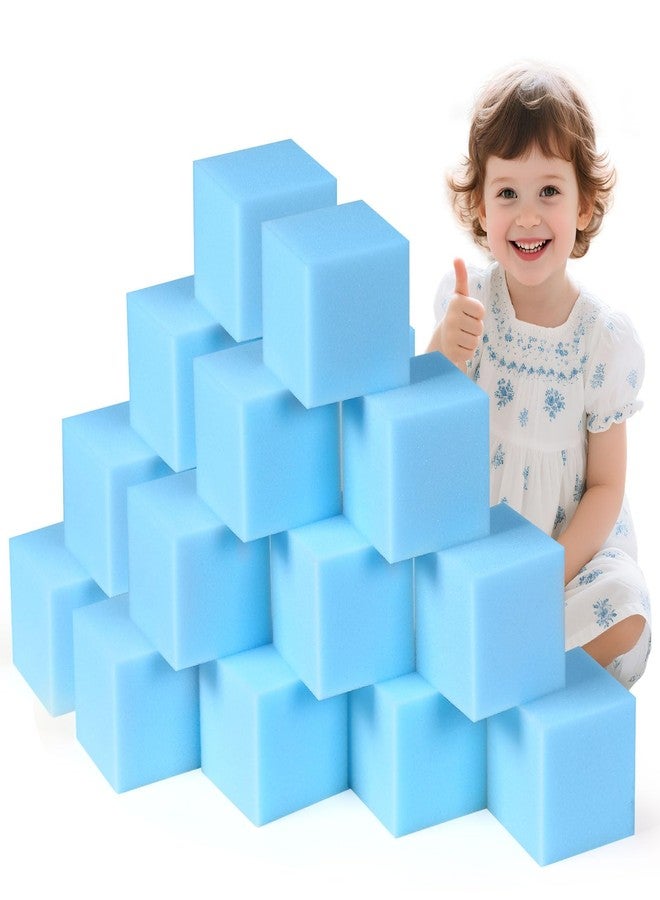 FUBOTRAD Foam Pit Blocks Foam Padding Sponge Pit Cubes Sponge Blocks for Amusement Park Gymnastics Freerunning and Parkour Courses - 48PCS 5" x 5" x 5" (Light Blue) - Image 1
