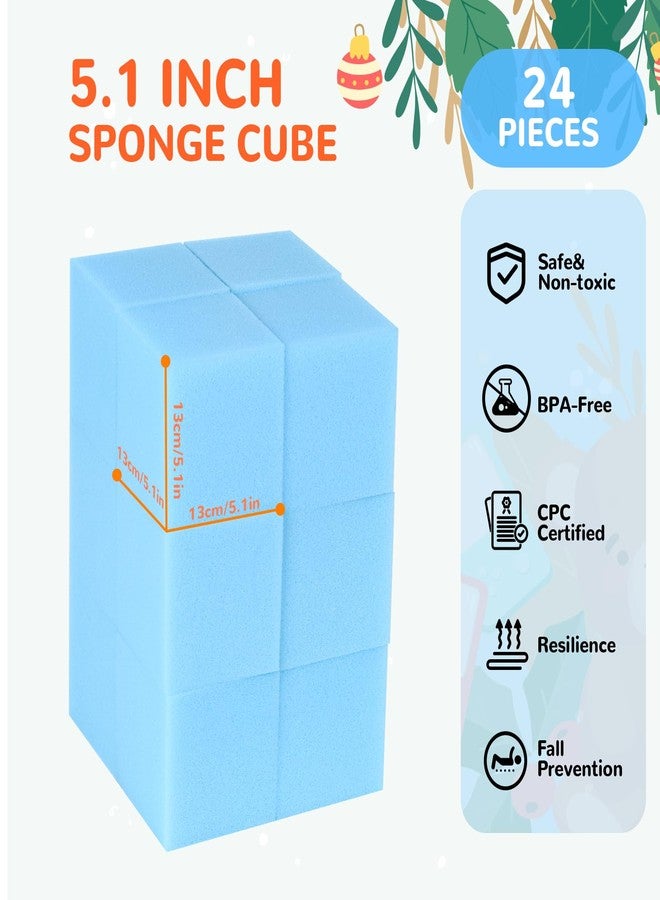 FUBOTRAD Foam Pit Blocks Foam Padding Sponge Pit Cubes Sponge Blocks for Amusement Park Gymnastics Freerunning and Parkour Courses - 48PCS 5" x 5" x 5" (Light Blue) - Image 3