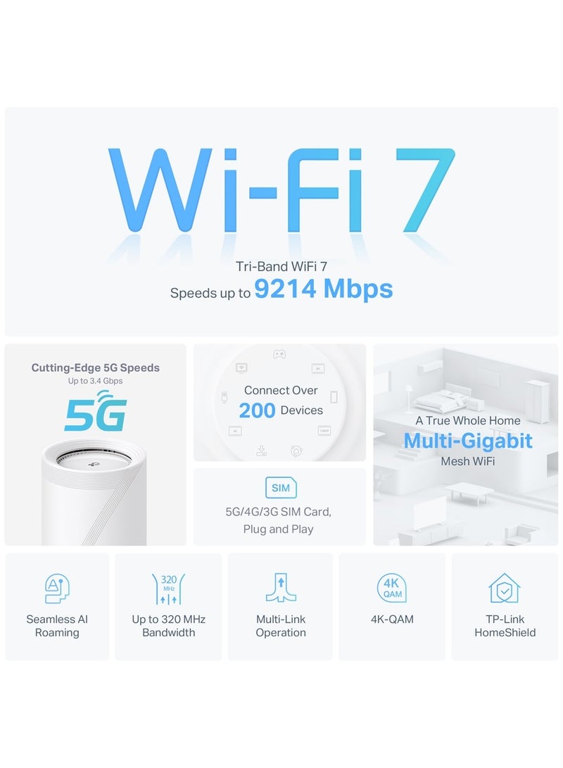 TP-LINK Deco BE65 5G BE9300 Tri-Band Whole Home Mesh Wi-Fi 7 System White - Image 4