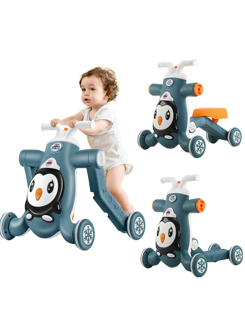 شو وو مشاية أطفال 3 في 1، سكوتر أطفال، لوح تزلج أطفال، مشاية أطفال قابلة للدفع، لعبة تعليمية موسيقية، ألعاب تعليمية مبكرة، دراجة أطفال يمكن تجميعها كسكوتر/دراجة نارية/مركز أنشطة - Image 1