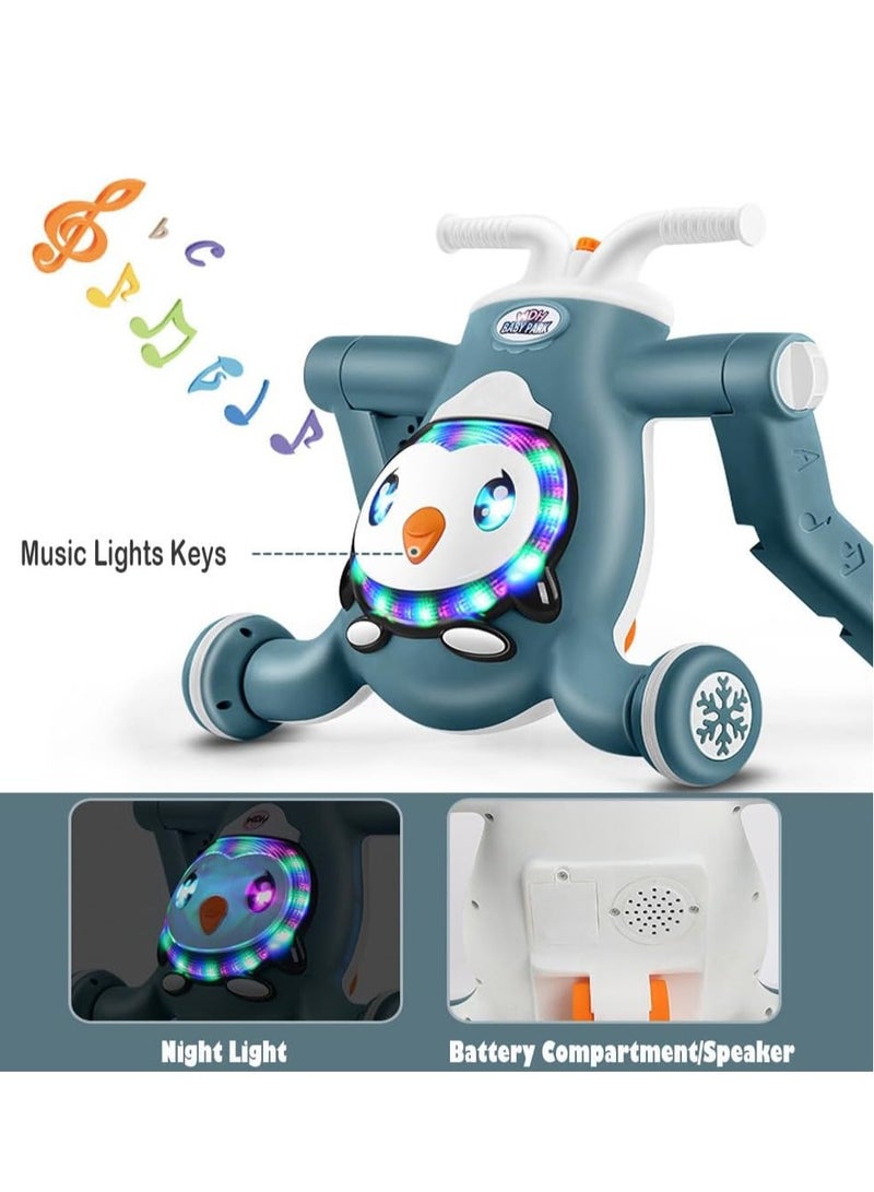 شو وو مشاية أطفال 3 في 1، سكوتر أطفال، لوح تزلج أطفال، مشاية أطفال قابلة للدفع، لعبة تعليمية موسيقية، ألعاب تعليمية مبكرة، دراجة أطفال يمكن تجميعها كسكوتر/دراجة نارية/مركز أنشطة - Image 2