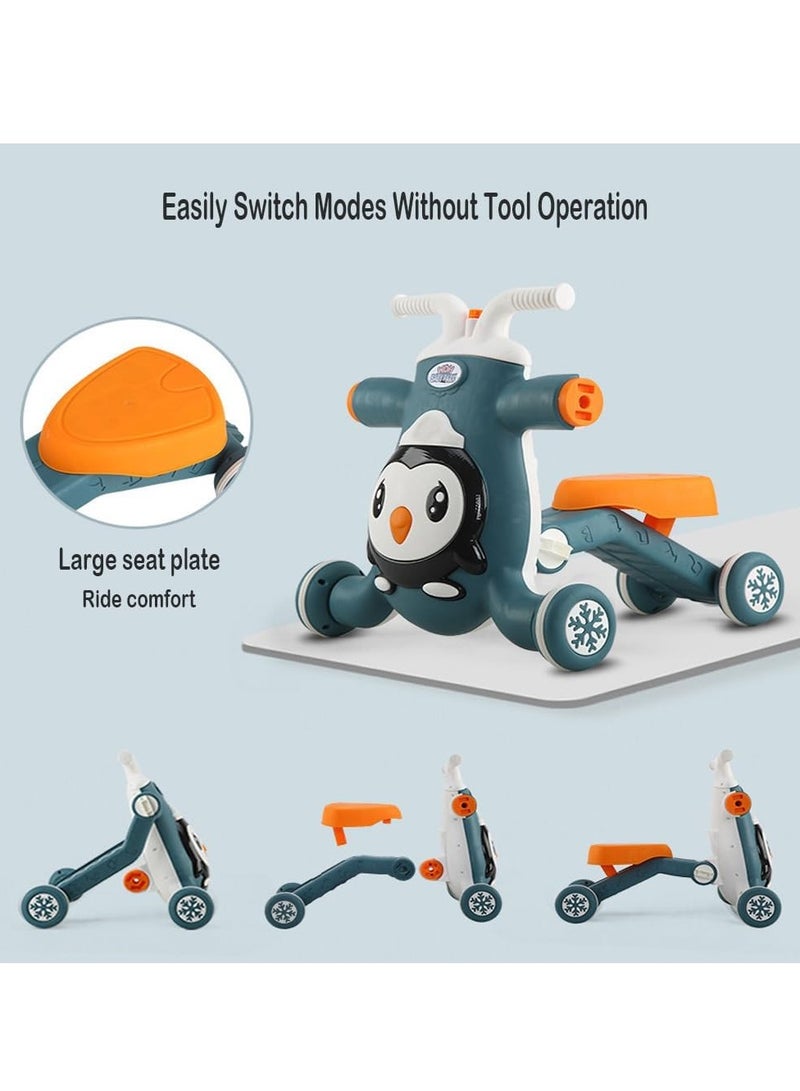 شو وو مشاية أطفال 3 في 1، سكوتر أطفال، لوح تزلج أطفال، مشاية أطفال قابلة للدفع، لعبة تعليمية موسيقية، ألعاب تعليمية مبكرة، دراجة أطفال يمكن تجميعها كسكوتر/دراجة نارية/مركز أنشطة - Image 5