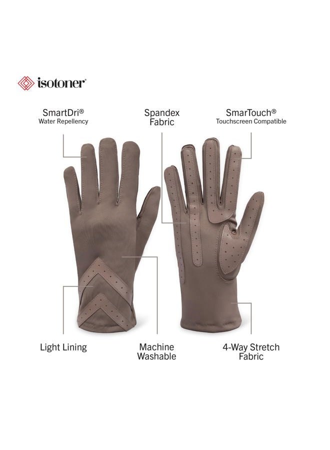 Isotoner Womens Water Repellent Stretch Sapndex Chevron Touchscreen Gloves, Deep Taupe, S/M - Image 2