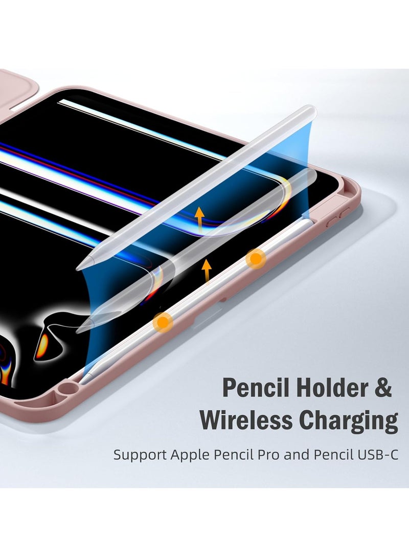 DUSALA 2 in 1 Case for Case for iPad Pro 11 inch (M4) 2024 with Pencil Holder, Slim Stand Protective Cover with Clear Transparent Back Shell for iPad Pro 11 inch Tablet, Support Auto Wake/Sleep With Tempered Glass - Image 3