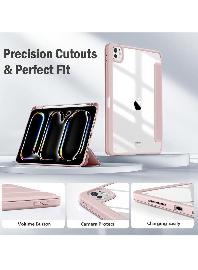 DUSALA 2 in 1 Case for Case for iPad Pro 11 inch (M4) 2024 with Pencil Holder, Slim Stand Protective Cover with Clear Transparent Back Shell for iPad Pro 11 inch Tablet, Support Auto Wake/Sleep With Tempered Glass - Image 5