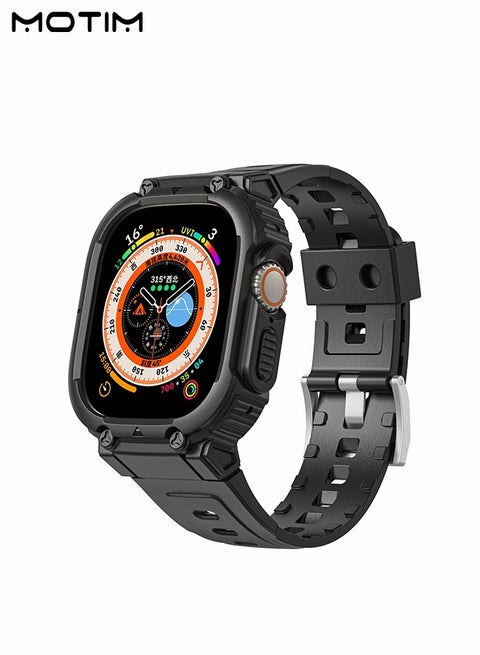 Apple Watch Band with Rugged Armor Case 44mm/45mm, Shockproof Replacement Strap Wristband with Bumper Case Cover for iWatch SE2 SE Series 9/8/7/6/5/4/Ultra