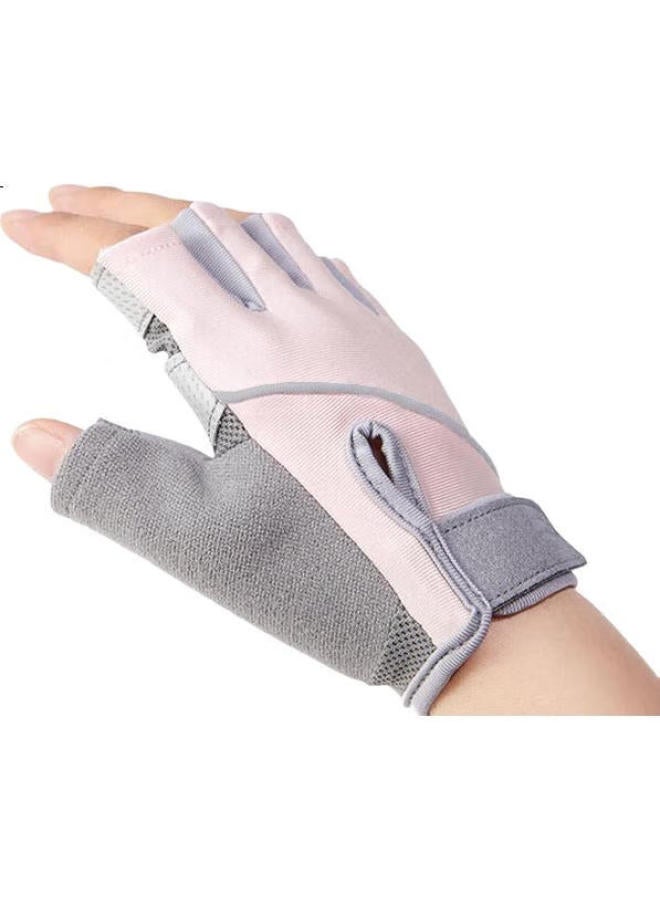Lac Lightweight Sports Gloves, Women'S Fitness Workout Gloves, Non-Slip Protective Fingerless Breathable Gloves For Equipment Training, Cherry Pink, Size S - Image 2
