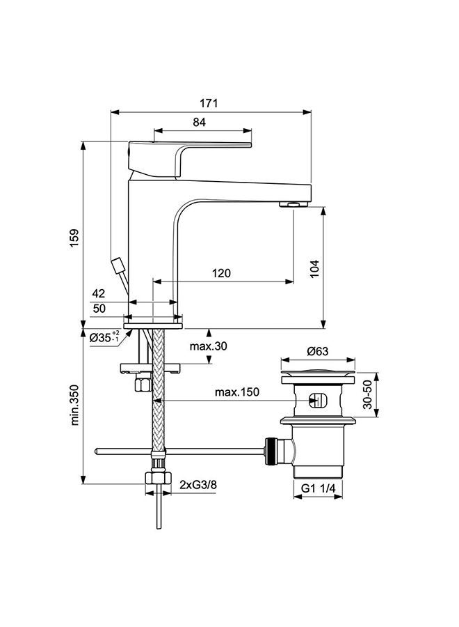 Ideal Standard Cerafine D Basin Mixer Brass Single Handle Basin Mixer, Bath Faucet, Sink Faucet For Bathroom, Commercial Lavatories, Kitchen Chrome - Image 2