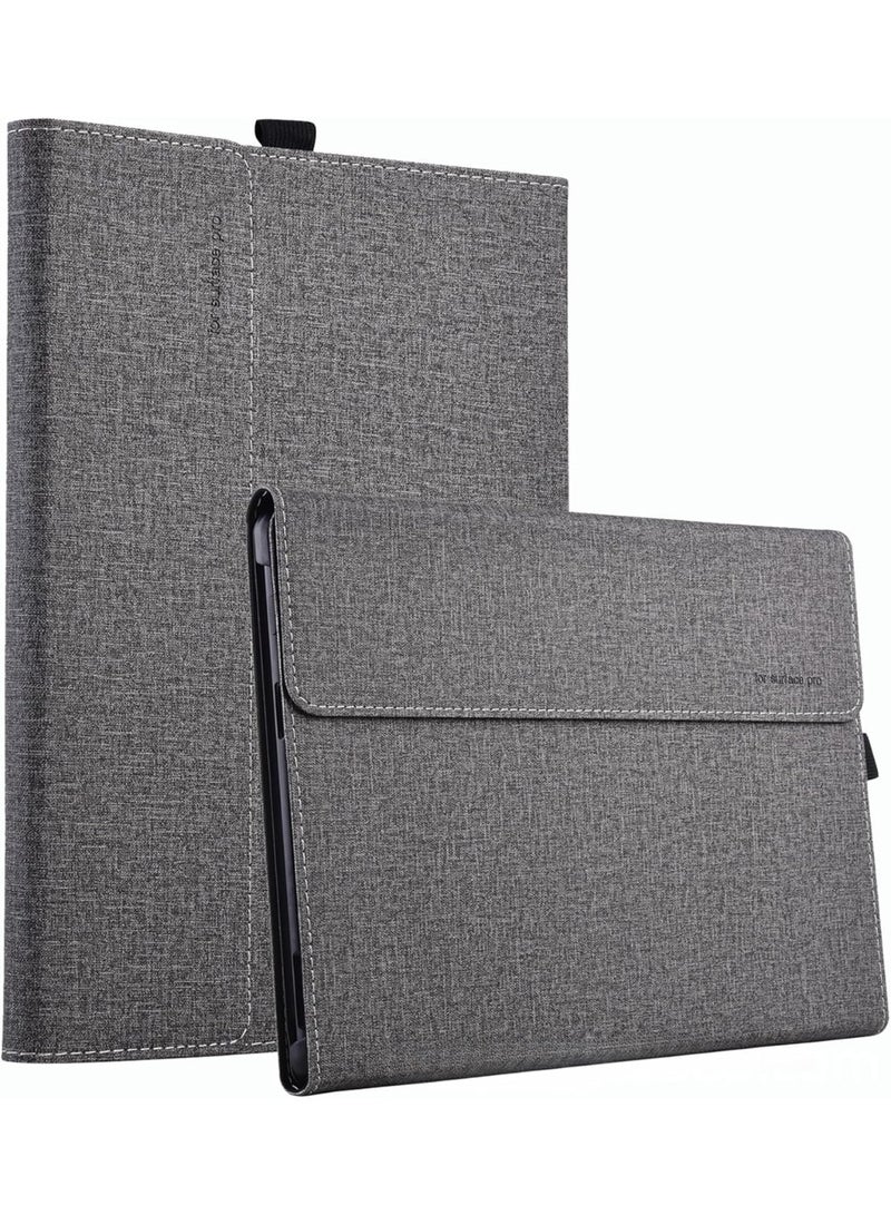 حافظة واقية متوافقة مع جهاز Microsoft Surface Pro بحجم 12 بوصة (2025)، غلاف حقيبة واقية مع قاعدة من جلد PU للحماية لجهاز Surface Pro 12 (رمادي) - Image 1