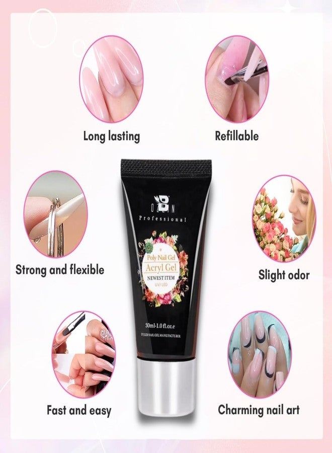 Bozlin Premium Poly Gel Nail Extension Combo Kit With Top & Base Coat & UV Led Nail Lamp (Set of 11) (Clear) - Image 3