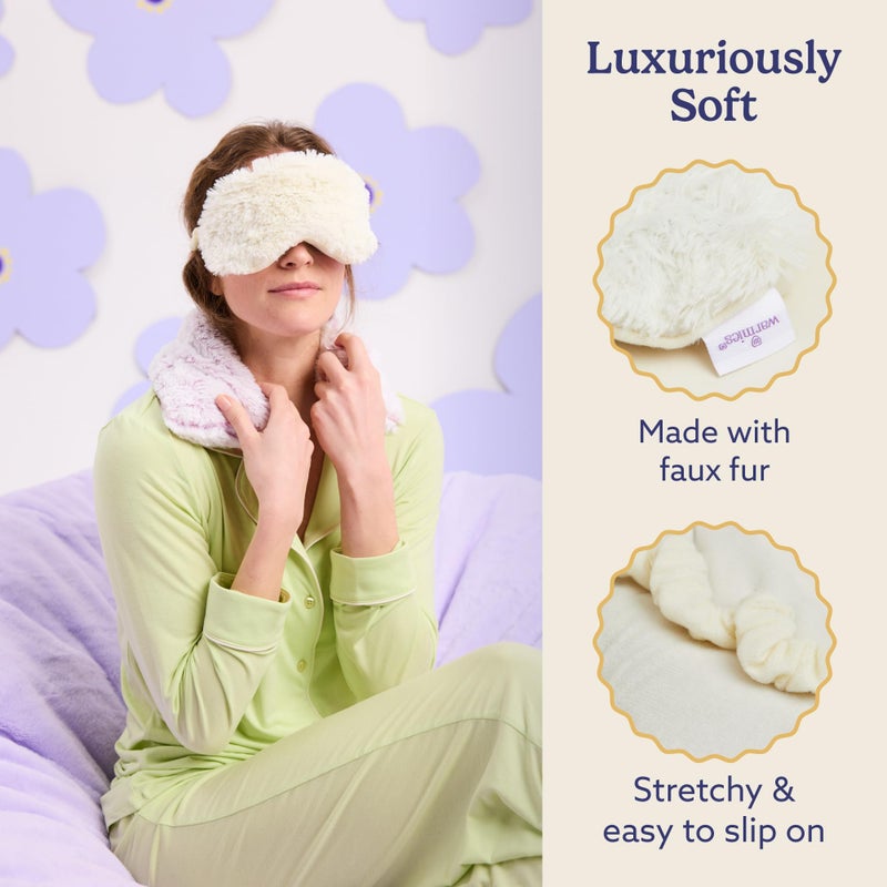 warmies Microwavable Eye Mask for Warmth & Comfort - Heating & Cooling Compress for Calming Relaxation - Weighted & Heated Eye Mask with Scented Lavender for Sleeping - Cream - Image 3
