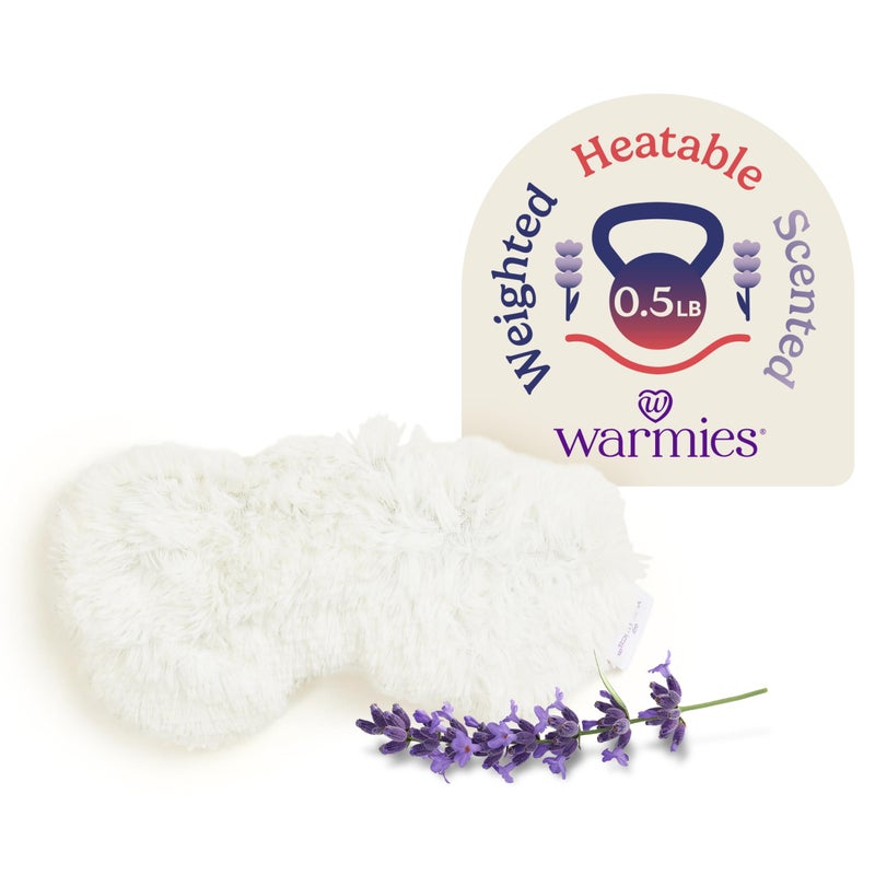 warmies Microwavable Eye Mask for Warmth & Comfort - Heating & Cooling Compress for Calming Relaxation - Weighted & Heated Eye Mask with Scented Lavender for Sleeping - Cream - Image 1