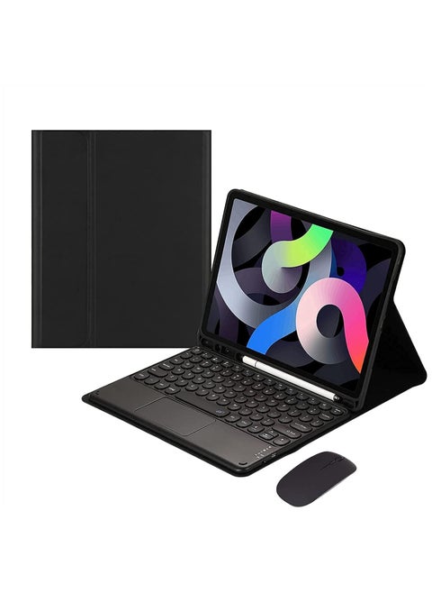 Arabic and English Keyboard Case with Mouse for iPad 10.2'' 9th Gen 2021/8th Gen 2020/7th Gen 2019, Touchpad Keyboard Case Retro Round Key with Mouse Cute Color Keyboard