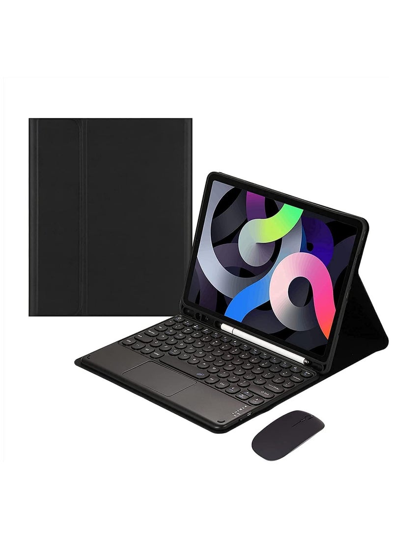 General - Arabic and English Keyboard Case with Mouse for iPad 10.2'' 9th Gen 2021/8th Gen 2020/7th Gen 2019, Touchpad Keyboard Case Retro Round Key with Mouse Cute Color Keyboard - Image 1