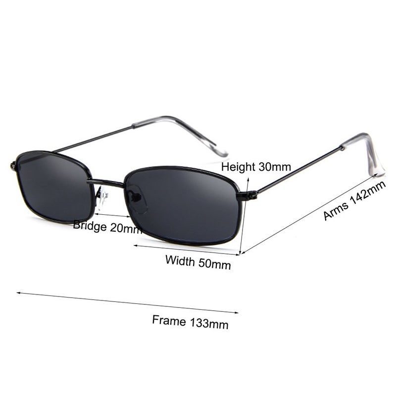 Armear Small Metal Frame Square Sunglasses Non Polarized Lens (Black/smoke, 50) - Image 5