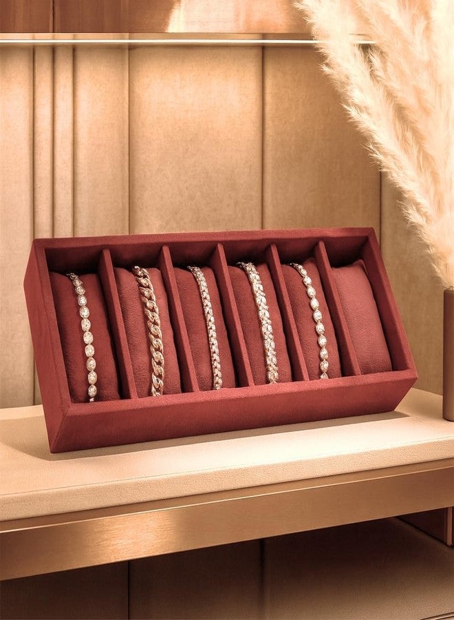 La Trove Premium Velvet Bracelet Organizer Tray – 5 Slot Bangle & Bracelet Storage Display for Wardrobe Drawer & Closet, Dark Pink - Image 5