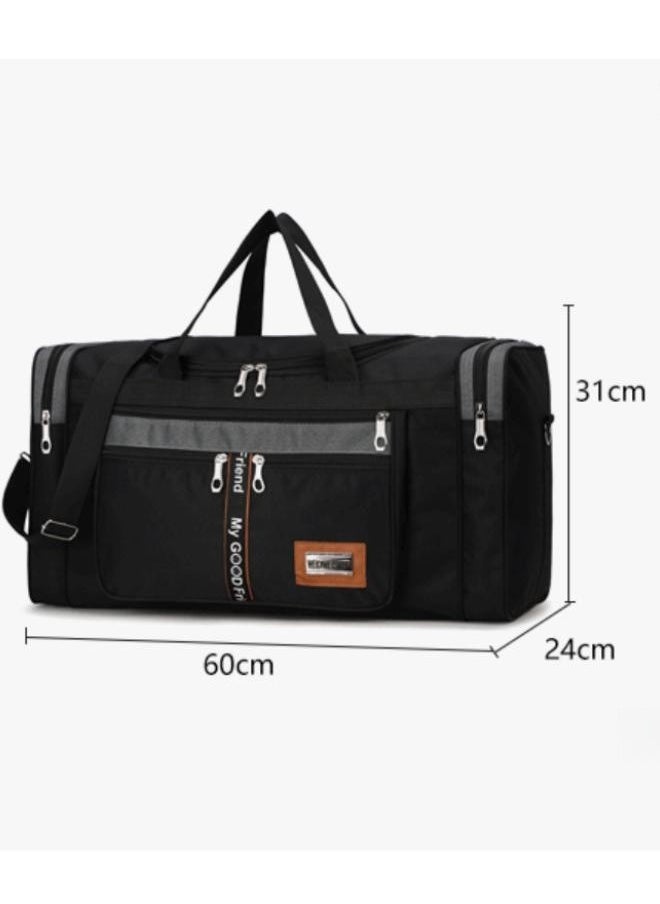 WAOKN - Large-capacity Foldable Portable Travel Bag Unisex Student Travel Luggage Bag Waterproof Shoulder Bag,For Gyms and Weekend Getaway Portable Travel Lightweight Waterproof Bag,Travel Duffel Bags(Black) - Image 1