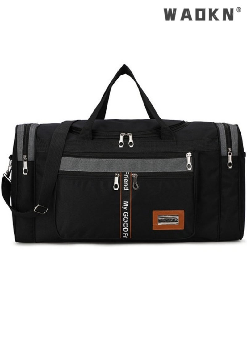 WAOKN - Large-capacity Foldable Portable Travel Bag Unisex Student Travel Luggage Bag Waterproof Shoulder Bag,For Gyms and Weekend Getaway Portable Travel Lightweight Waterproof Bag,Travel Duffel Bags(Black) - Image 1