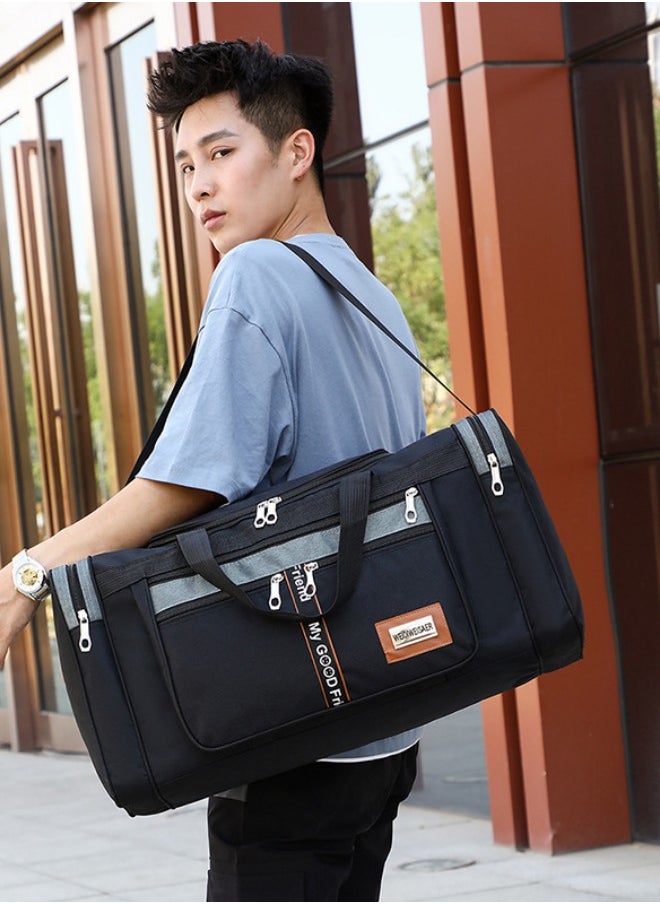 WAOKN - Large-capacity Foldable Portable Travel Bag Unisex Student Travel Luggage Bag Waterproof Shoulder Bag,For Gyms and Weekend Getaway Portable Travel Lightweight Waterproof Bag,Travel Duffel Bags(Black) - Image 1