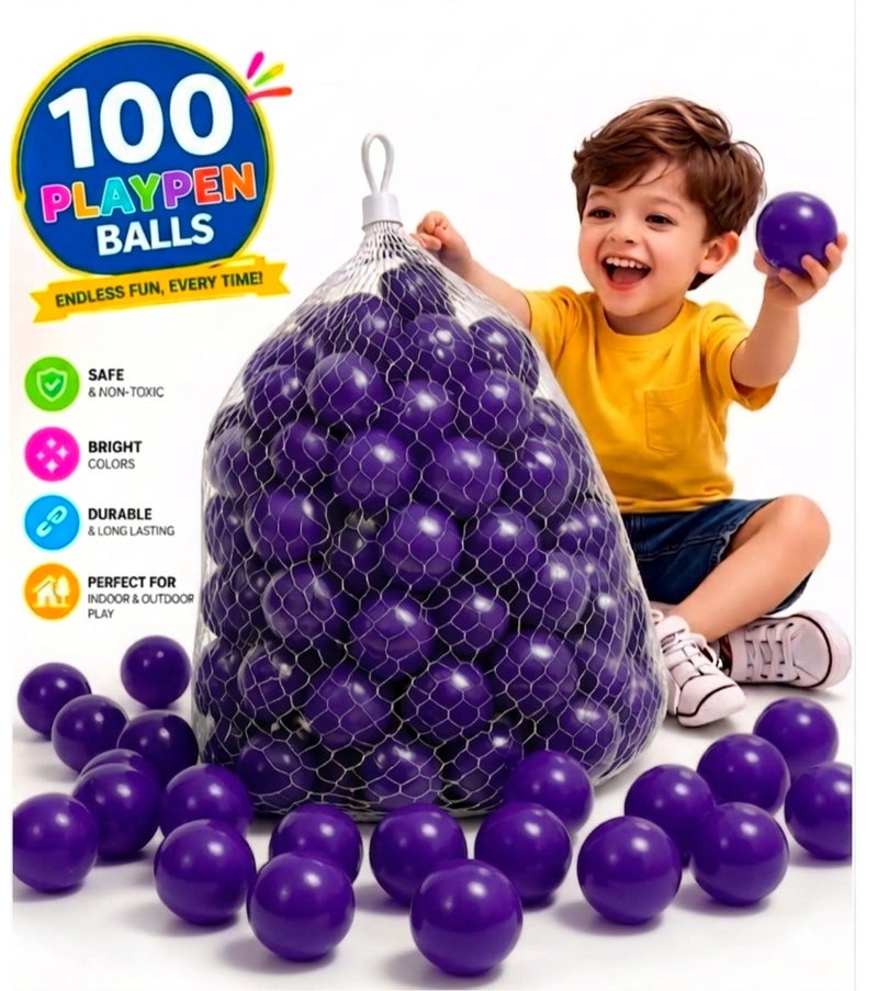 SKY-TOUCH Bright purple Ocean Fun Balls - 100 Pcs Soft Plastic Balls for Kids - Ideal for Tent, Swim Pit, Pool & Bathtub - 7cm - Image 1