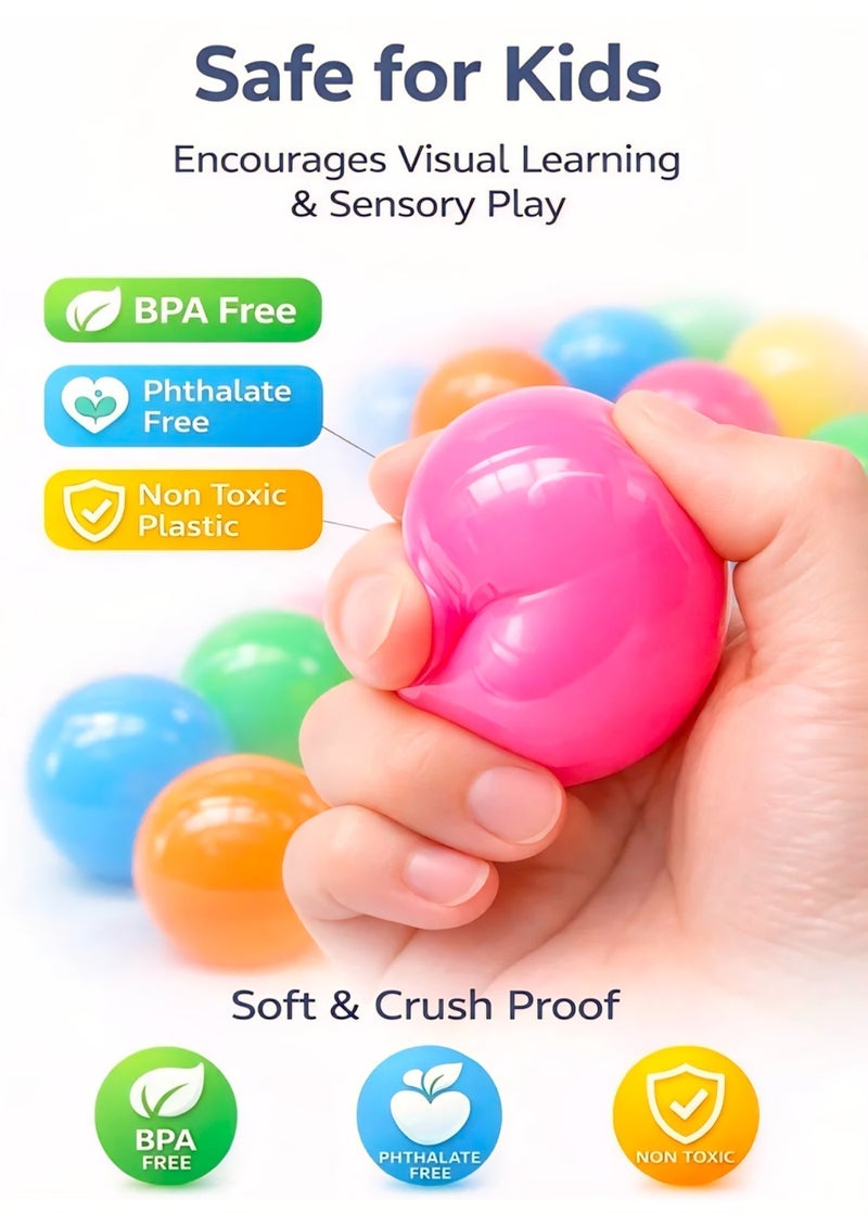 100 Pcs Colorful Soft Plastic Ocean Fun Balls Mini Ball Pit Toys for Kids & Babies, Safe & Durable 7cm Play Balls Perfect for Indoor/Outdoor Pool & Sensory Play - Image 4