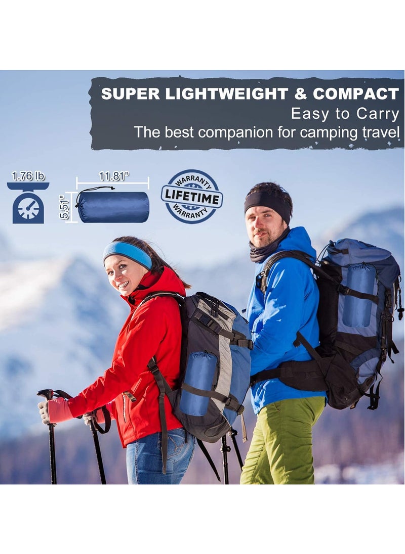 Generic Sleeping Pad, Extra Thickness 10cm Inflatable Camping Sleeping Mat with Pillow Built-in Foot Press, Compact Ultralight Camping Air Mattress for Backpacking, Hiking, Tent(Blue)  - Image 5