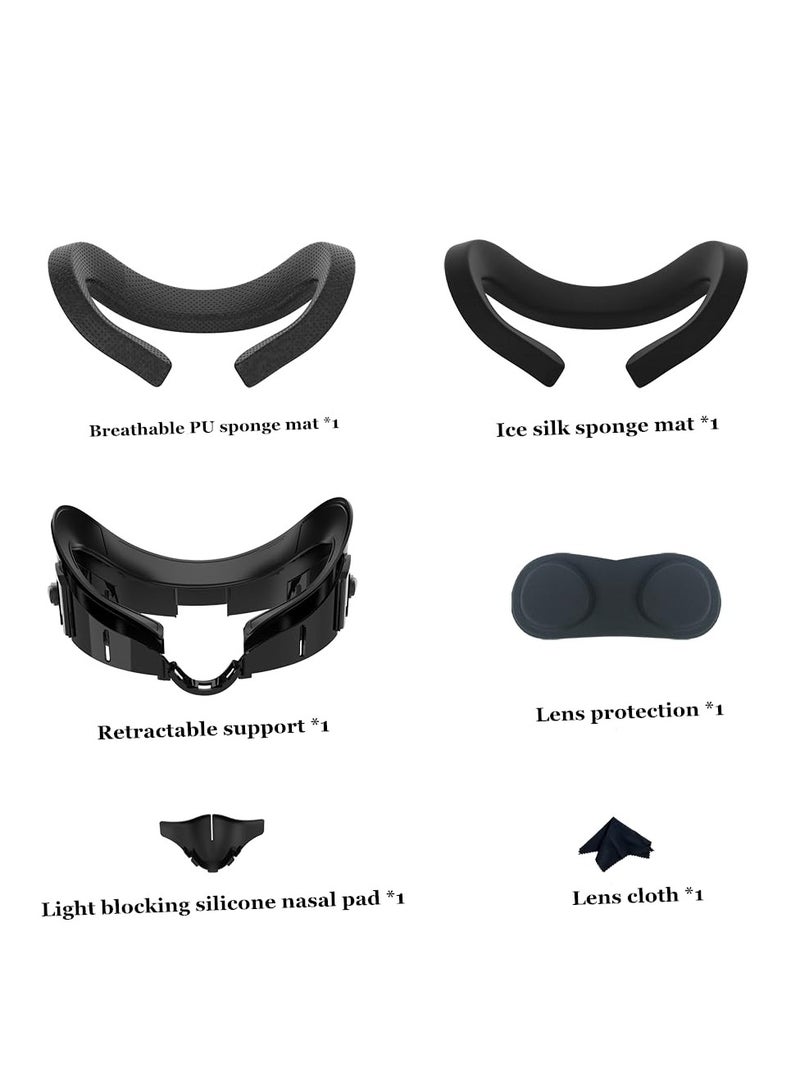 Face Pad Cushion Compatible with Oculus/Meta Quest 3 Accessories, Replacement Foam Cushion,Anti-Sweat, Anti-Leakage Siliocne Face Cover and Nose Guard Pad