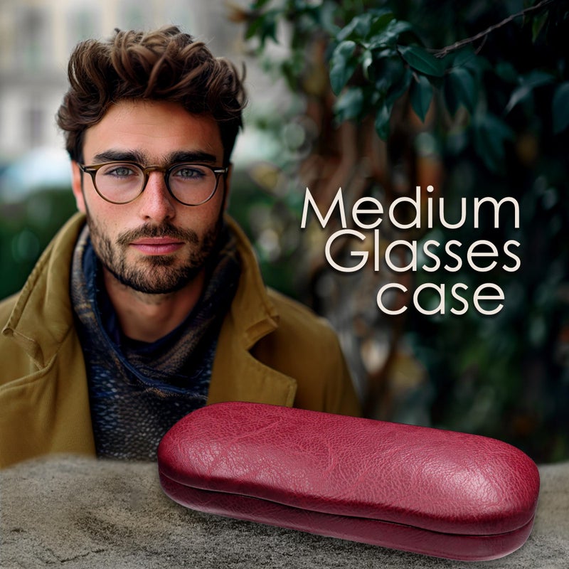 MyEyeglassCase Hard Eyeglass Case with Microfiber bag & cleaning cloth - Elegant Distressed Burgund glasses case | hard shell for Small to Medium Frames Glasses case (AS196 Burgundy)  - Image 2