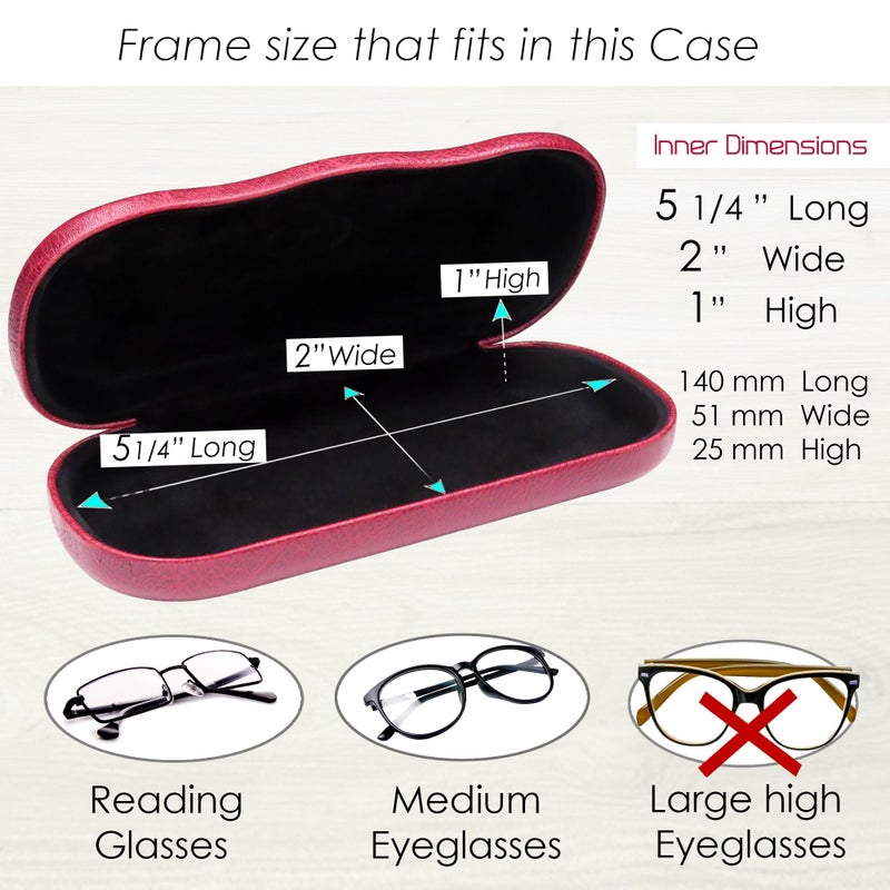 MyEyeglassCase Hard Eyeglass Case with Microfiber bag & cleaning cloth - Elegant Distressed Burgund glasses case | hard shell for Small to Medium Frames Glasses case (AS196 Burgundy)  - Image 4
