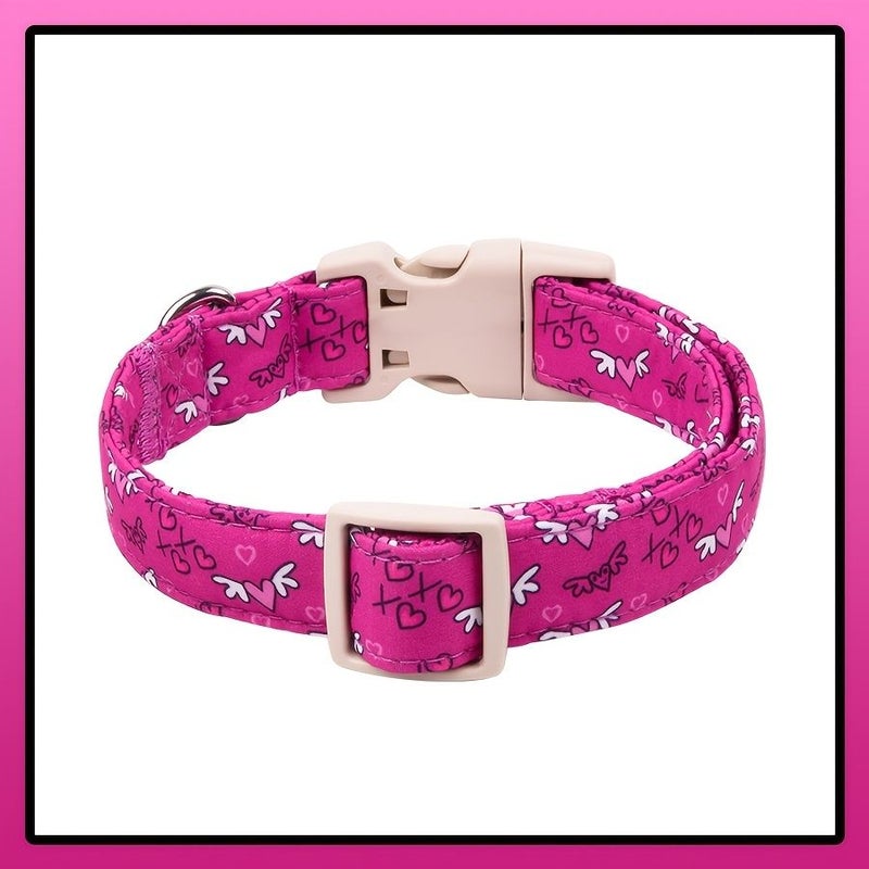 Purple Heart Print Dog Collar With Quick Release Safety Buckle Soft Comfort Pet Gift - Image 4