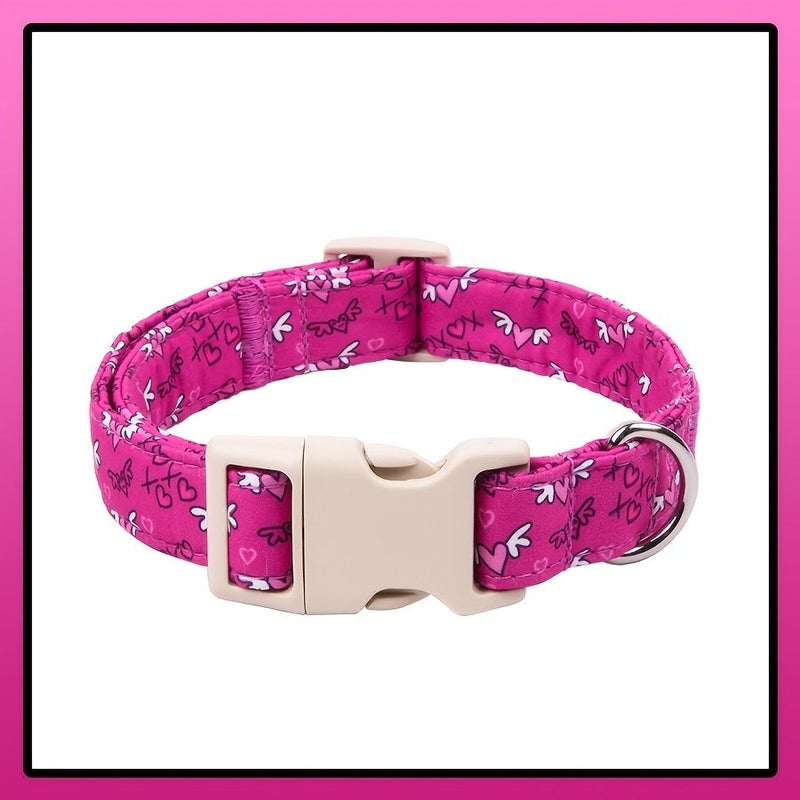 Purple Heart Print Dog Collar With Quick Release Safety Buckle Soft Comfort Pet Gift - Image 3