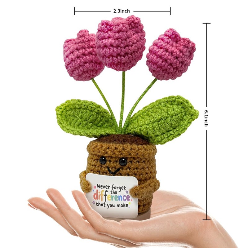 Ucuber Handmade Crochet Tulips Flowers, Positive Crochet Flower Emotional Support Gift,Inspirational Appreciation Birthday Gifts for Women, Mom, Teacher, Coworker (Never Forget) - Image 4