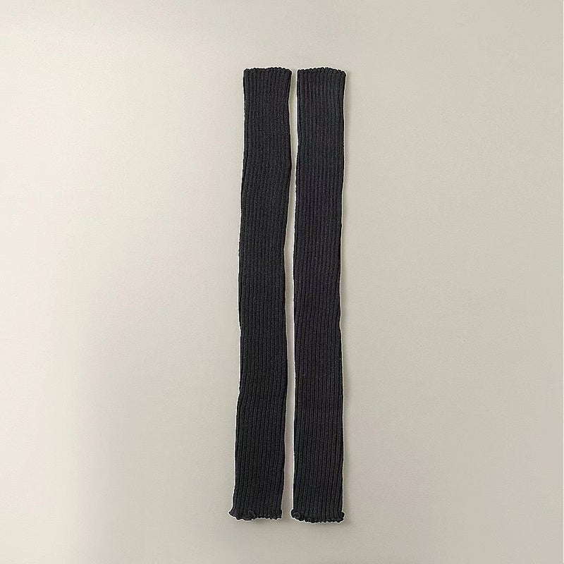Lolita Knit Over-Knee Socks Cover Leg-Shaping Leg Warmers Slimming Black 70cm socks 