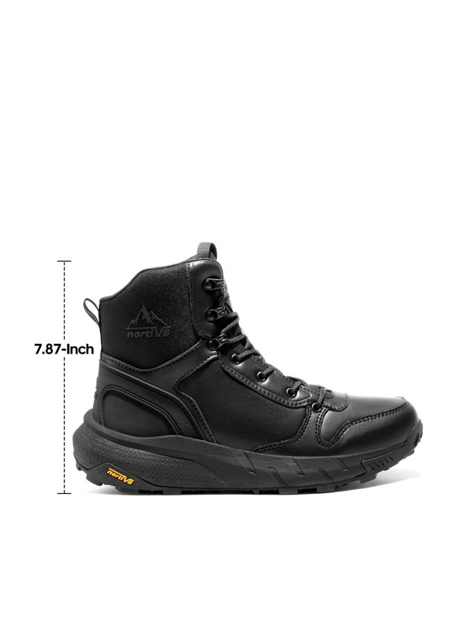 NORTIV 8 Men's Military Tactical Boot Lightweight Comfortable Boots for Work All Day Side Zipper Motorcycle Combat Hiking Boots Metrostrike(8-9 Inches),Size 10.5,Black Leather