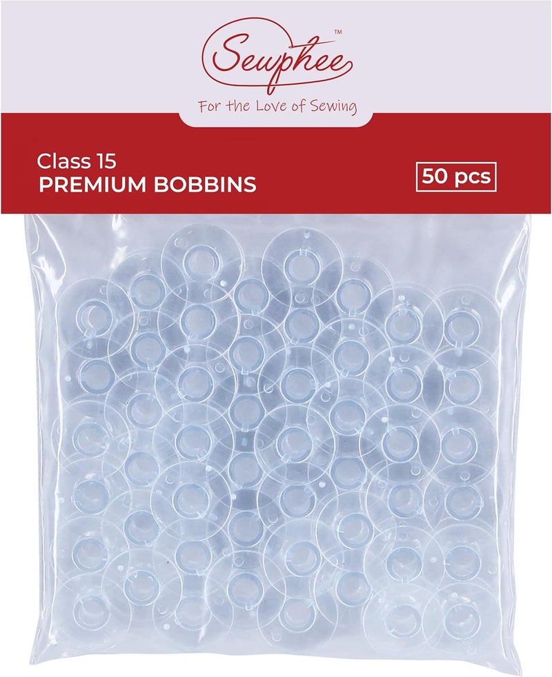 Sewphee 50 Pcs Sewing Machine Bobbins - Premium Class 15 Bobbin - Fits Singer Sewing Machine Accessories - Plastic Bobbins Precision Made in Taiwan (81348) - Image 1