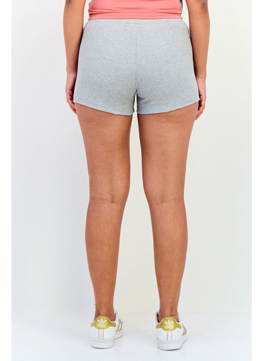 Adidas Women Sportswear Fit Drawstring Training Shorts, Grey  - Image 3