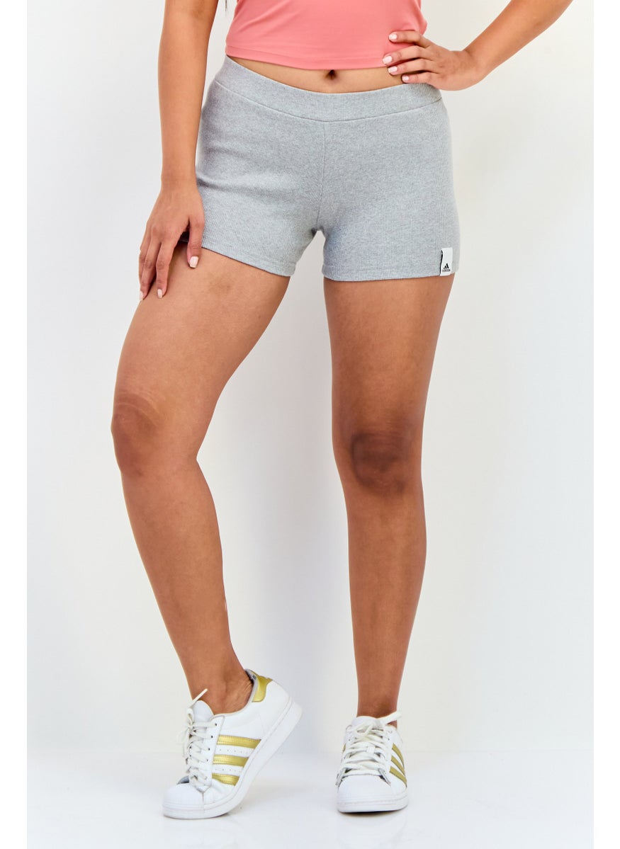 Adidas Women Sportswear Fit Drawstring Training Shorts, Grey  - Image 1